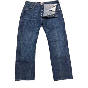 Levis 501 Original Straight Fit Mens Dark Wash Blue Denim Jeans 36x30 Button Fly